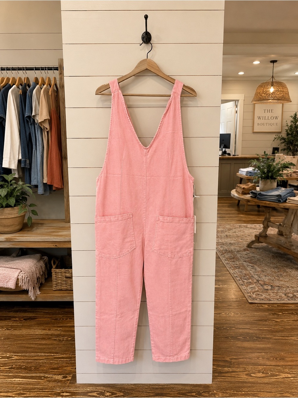 Zenana Pink Washed Overalls NWT Adjustable Straps Pockets Small Medium